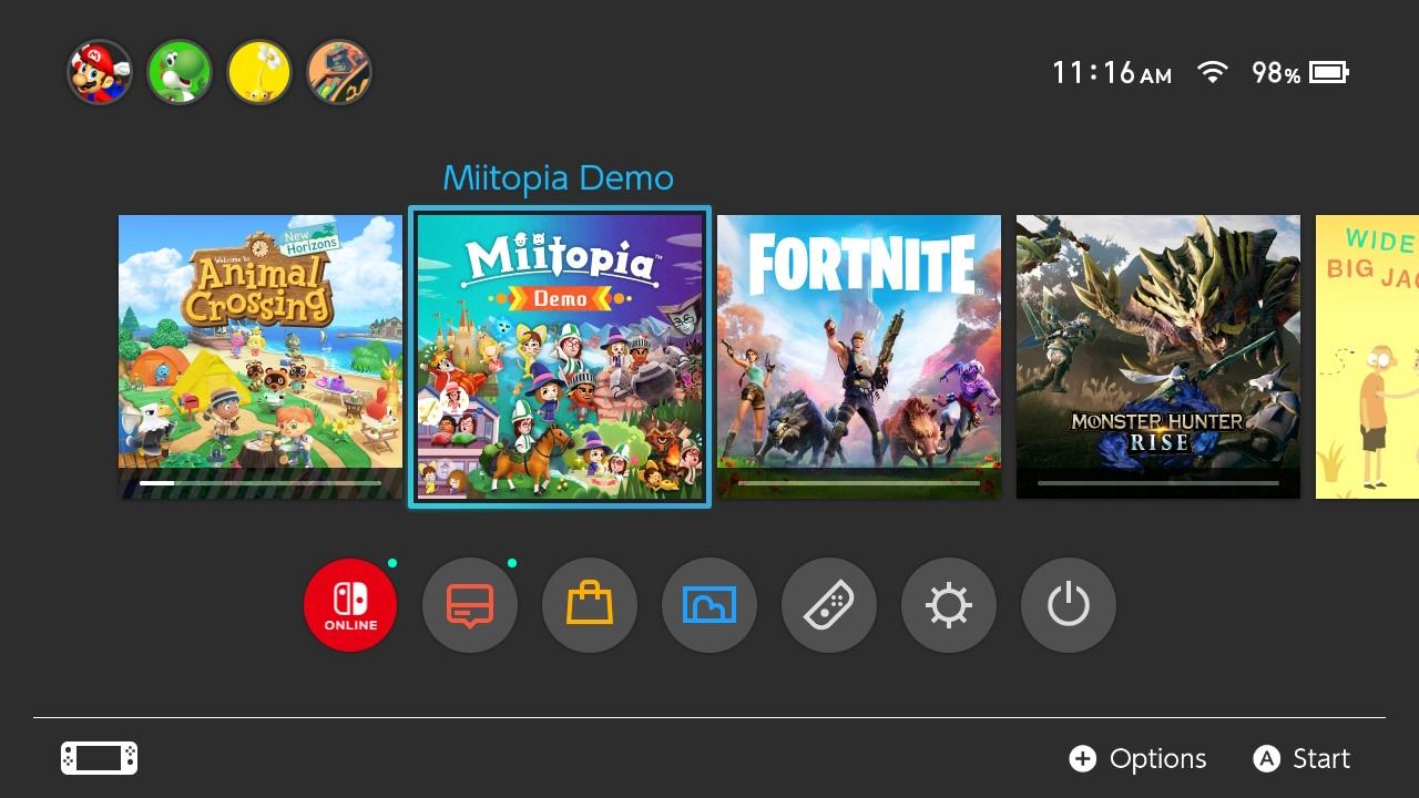 Deleting your Miitopia save data from your Nintendo Switch: On the Nintendo Switch's Home Menu, select System Settings.