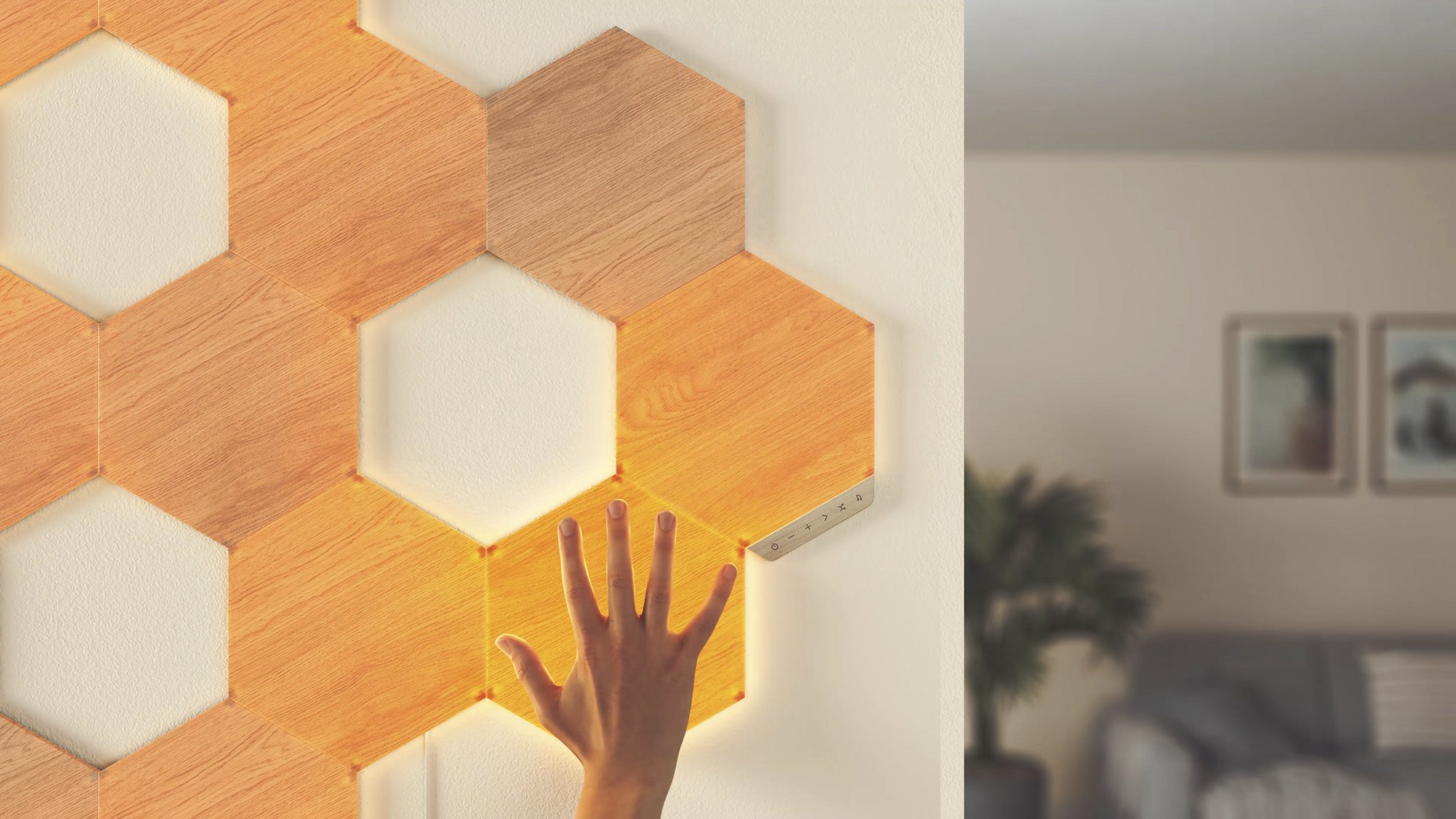 Nanoleaf Elements Hexagons touch actions on display