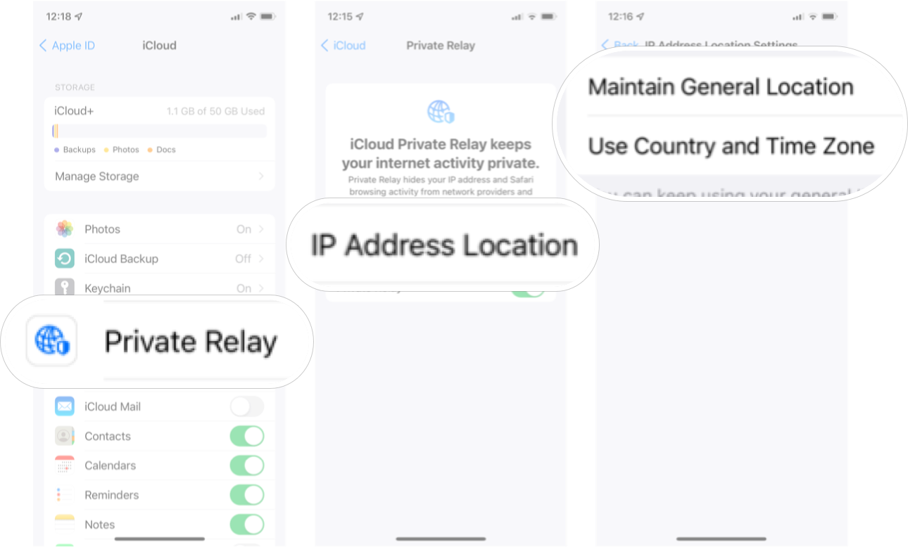 Change IP Address Settings For Private Relay  in iOS 15: Tap Private Relay, tap IP address Location, and then tap the option your want. 