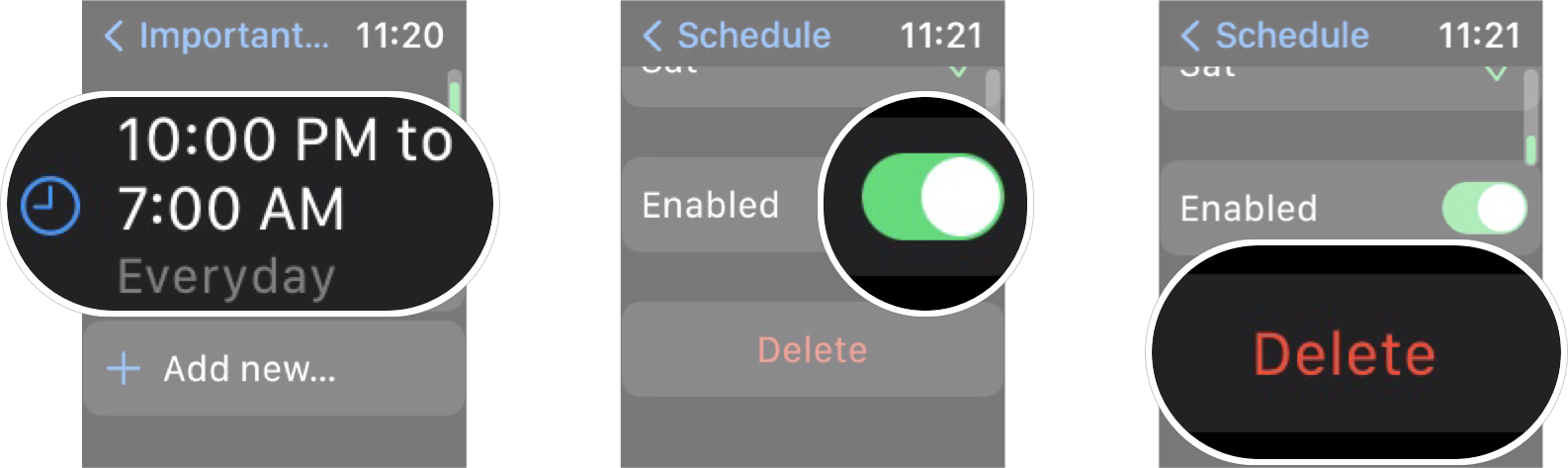 How To Disable Focus Schedule In watchOS 8: Tap the schedule you want to disable, tap the enabled on/off switch to disable the schedule, or tap delete to delete the schedule. 