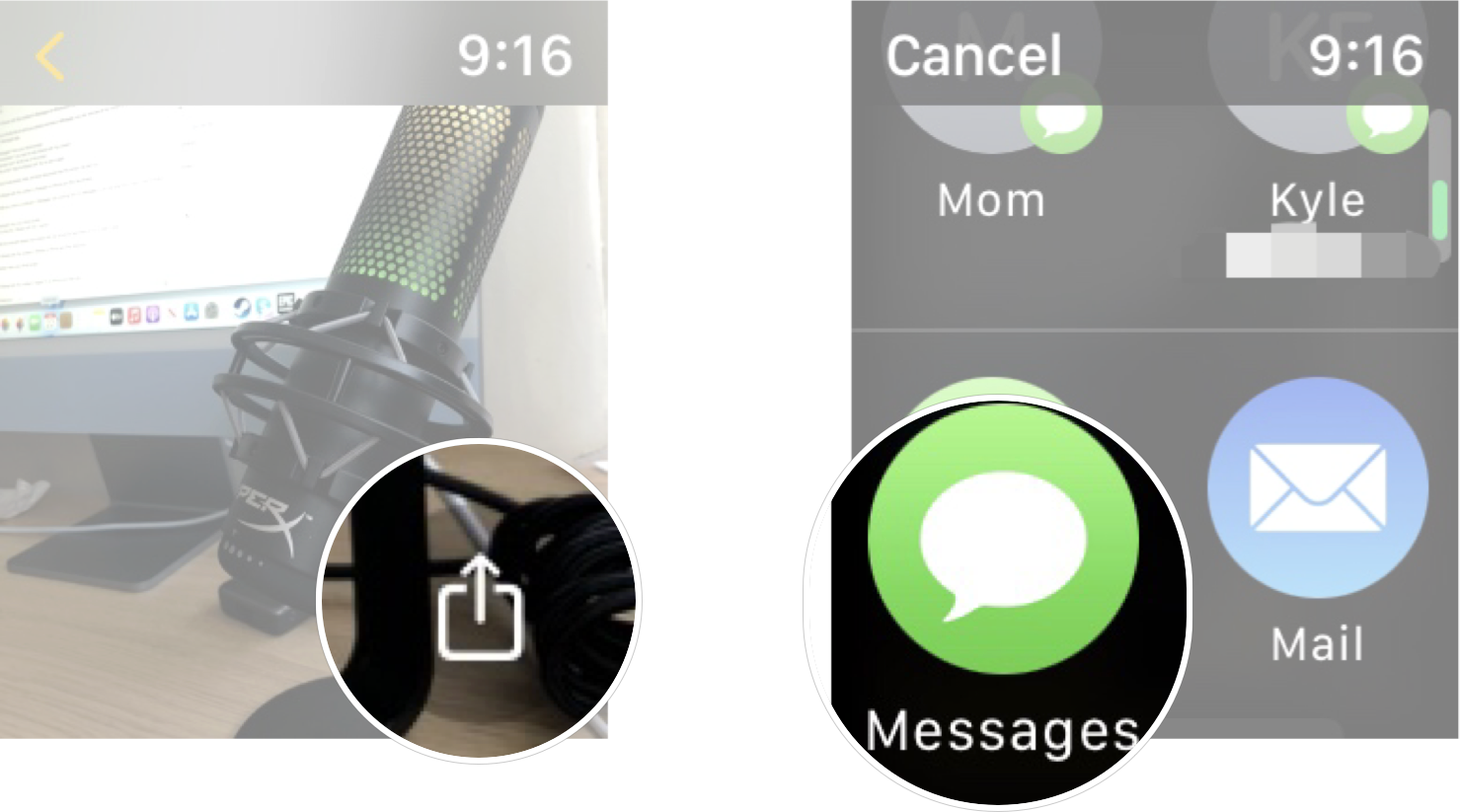How To Share Photos WatchOS 8: Tap the share button and then tap the sharing method you want. 