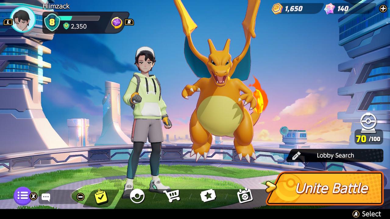 How to invite friends to Pokémon Unite on the Nintendo Switch: At the main menu, select Unite Battle and start a lobby.