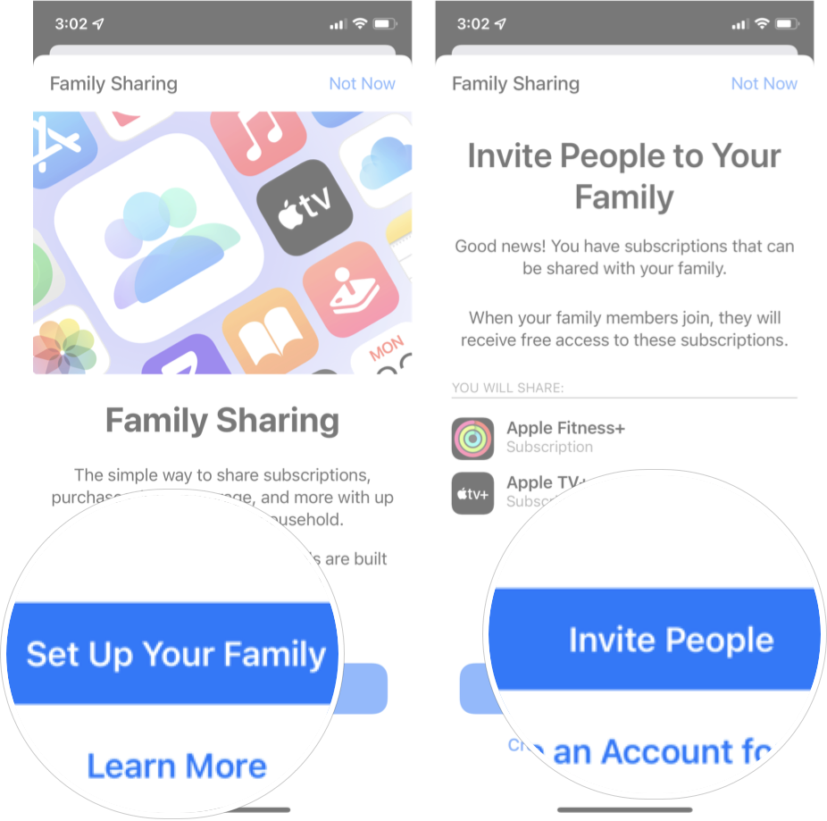 Set Up Family Sharing iOS 15: Tap Set Up  Your Family
