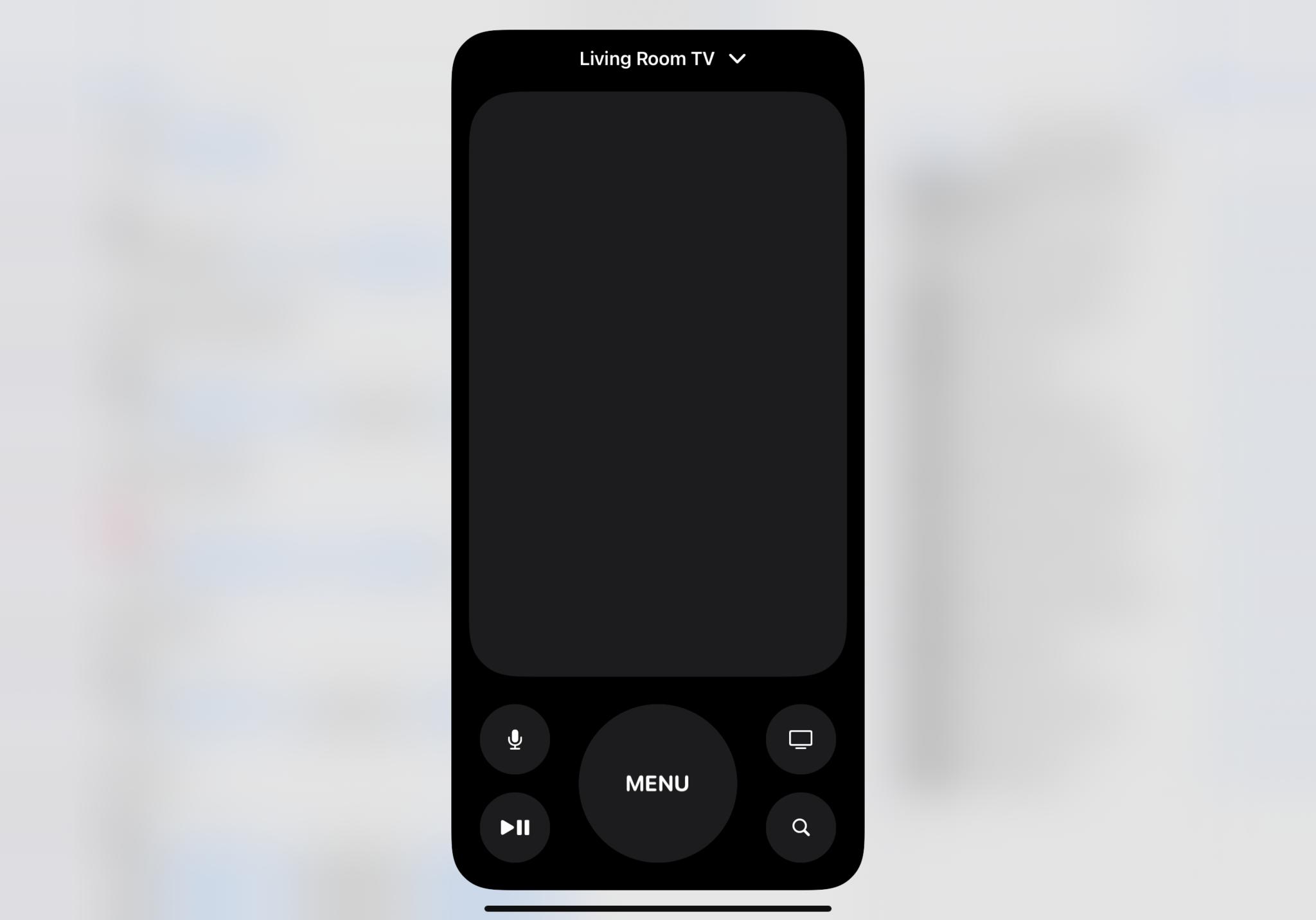 Screenshot of the Apple TV Remote being shown on-screen after activation via Shortcuts.