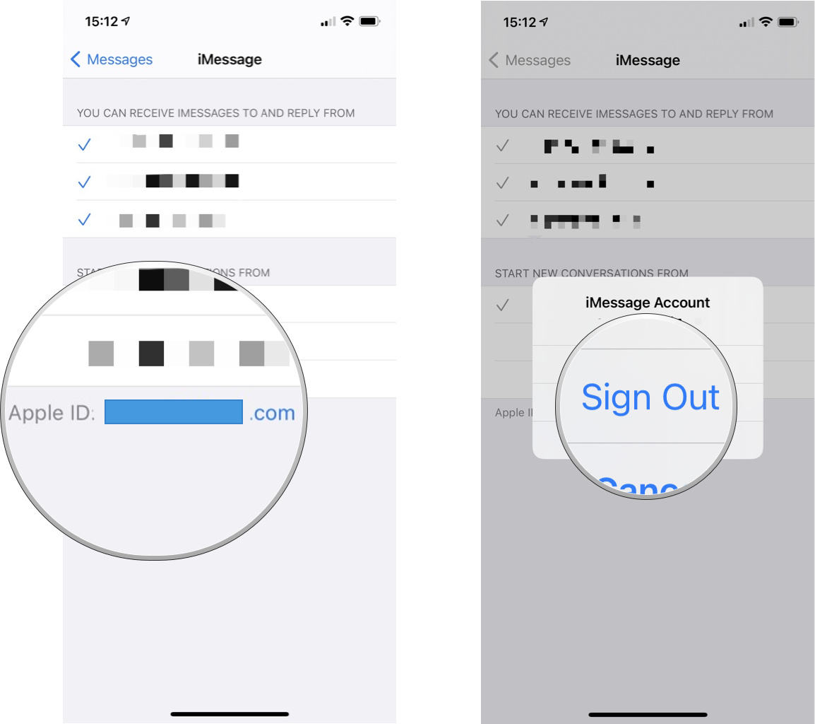 Deregister your email from iMessage: Tap your Apple ID, tap Sign out