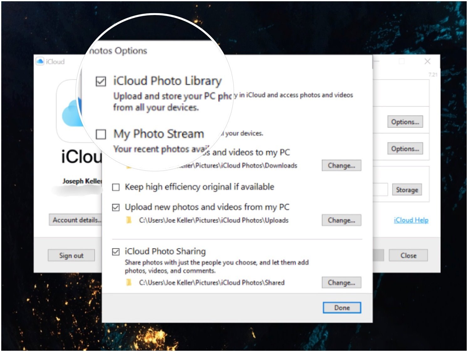 Icloud Photo Library Windows Setup Screens