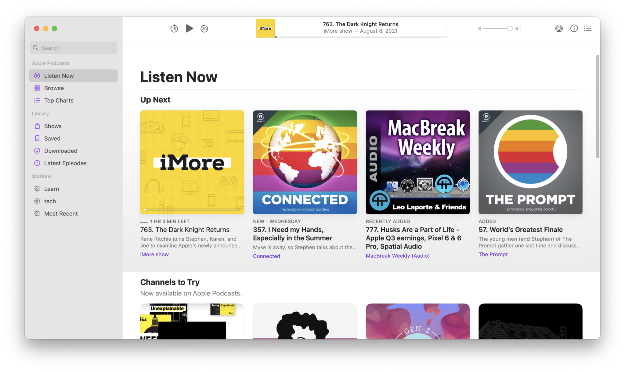Podcasts Capture d'écran Mac