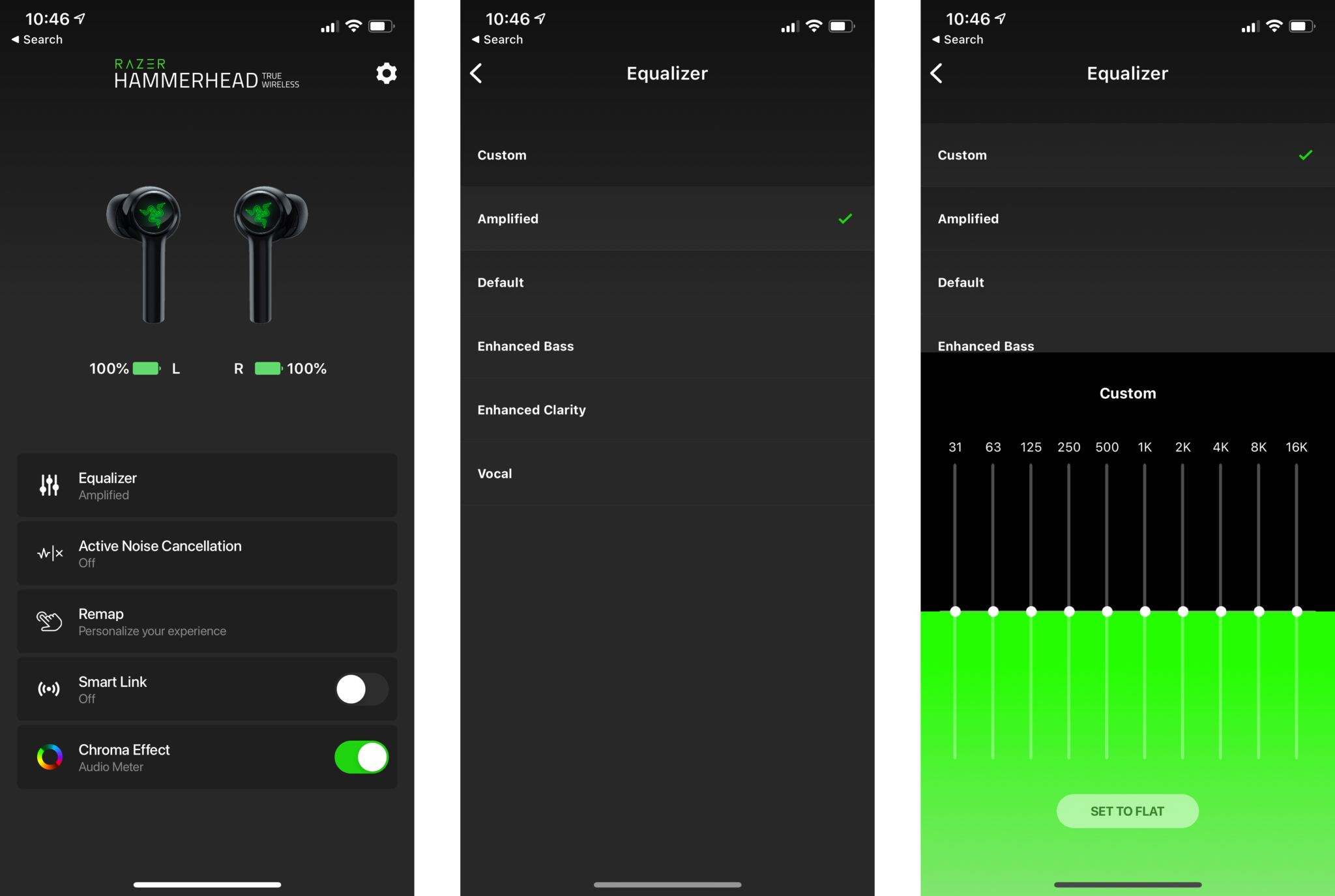 Razer Audio App Screens