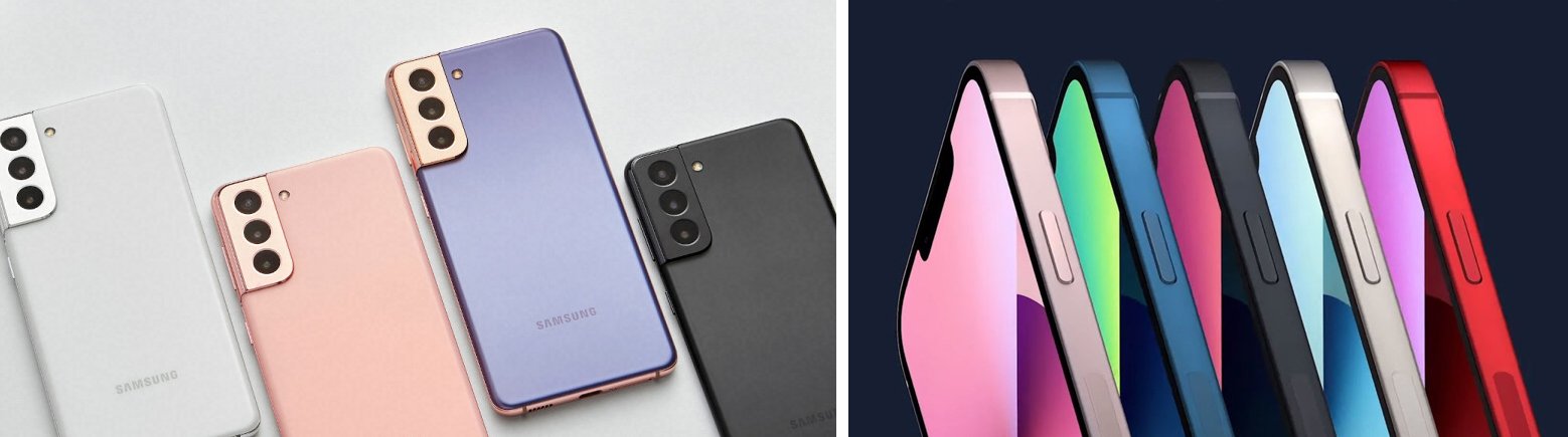 Galaxy S21 Versus Iphone 13 Colors