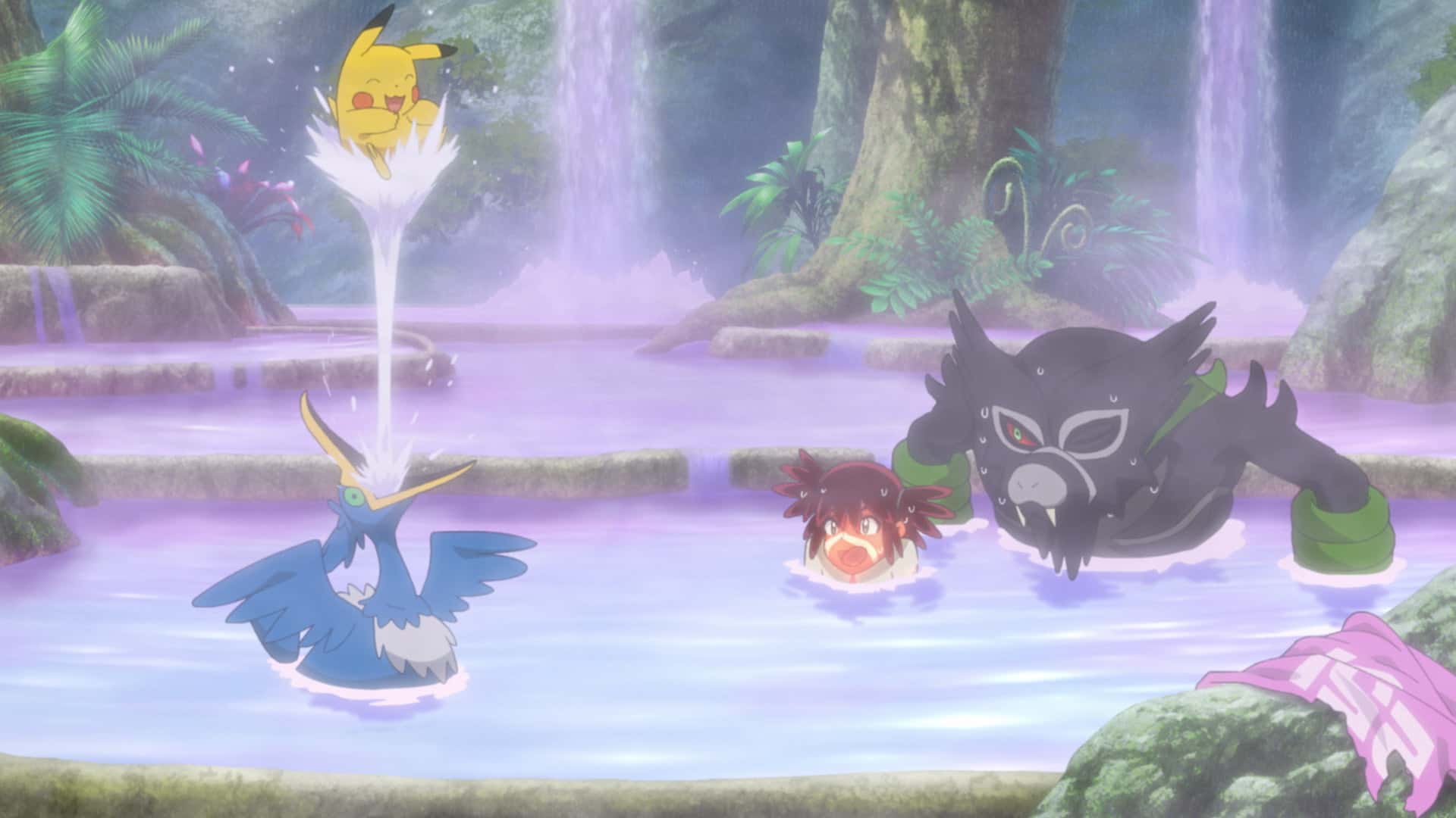 Pokemon Zarude And Pikachu Swimming