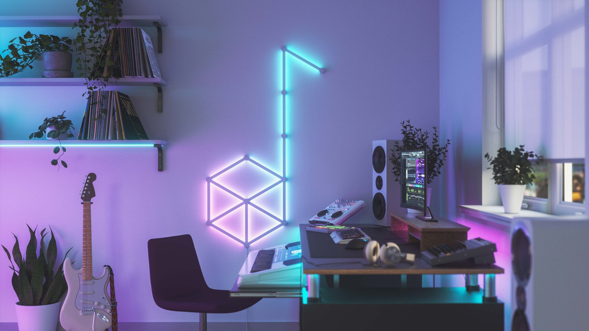 Nanoleaf Lines mounted on a wall