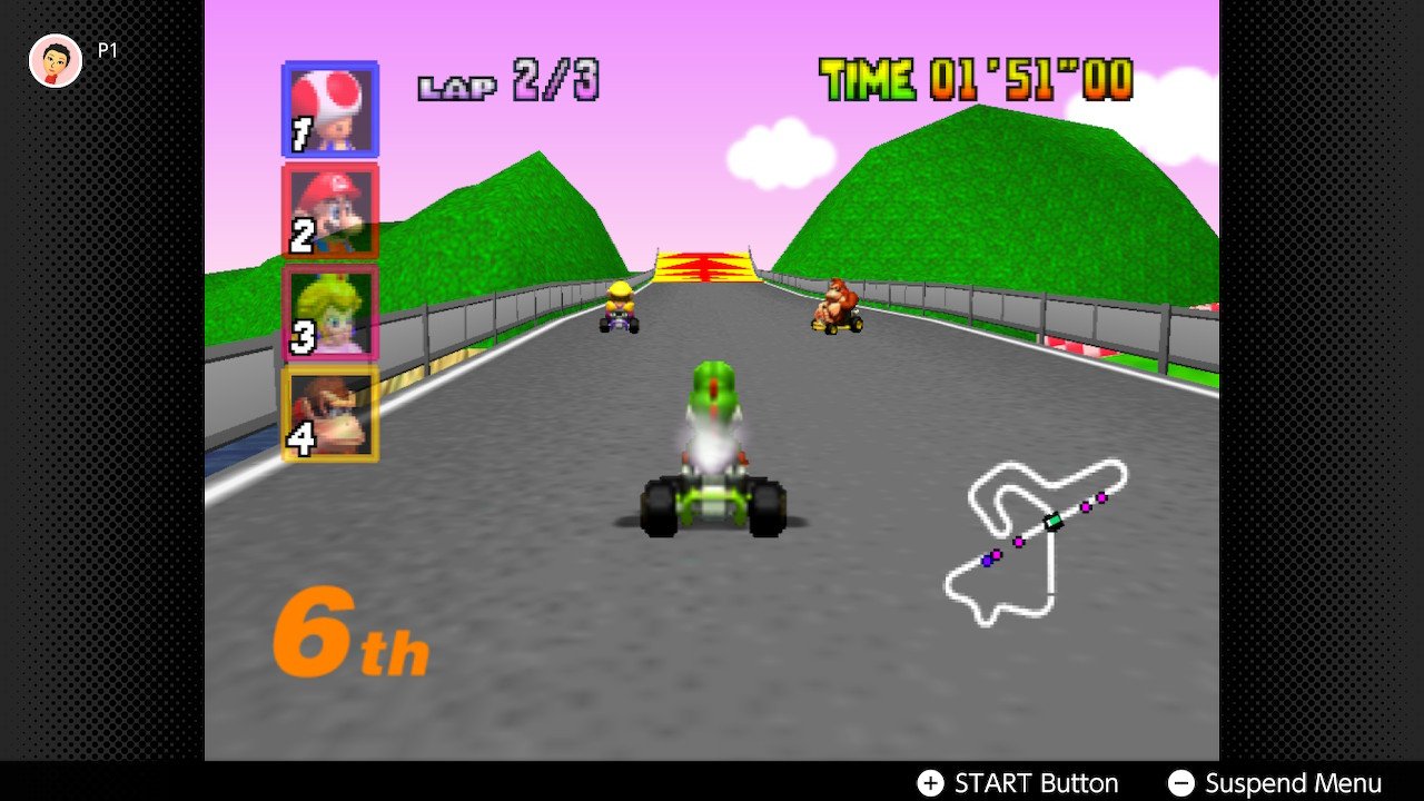 Nintendo Switch Online Expansion Pack Mario Kart 64 Yoshi Driving