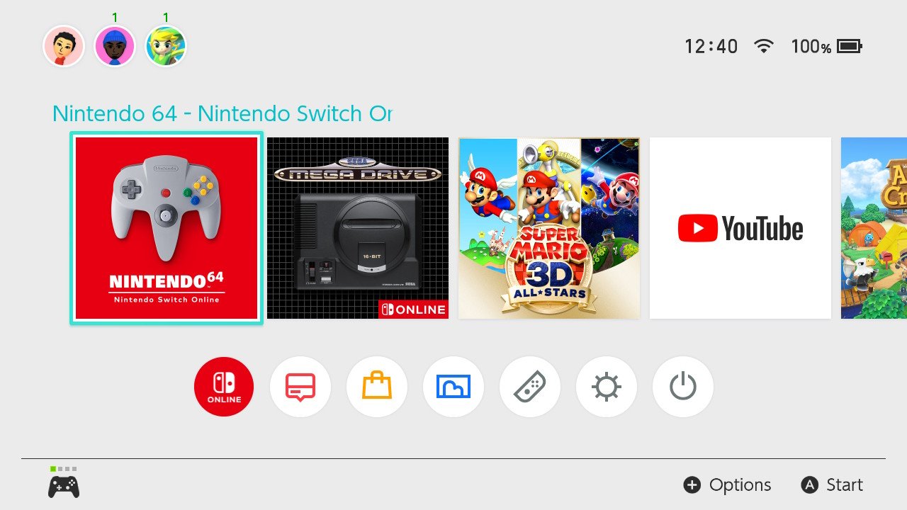 Nintendo Switch Online Expansion Pack Nintendo 64 Multiplayer App Home Menu