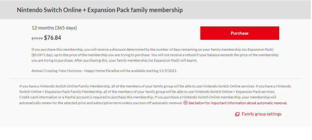 Nintendo Switch Online Expansion Pass Family Membership
