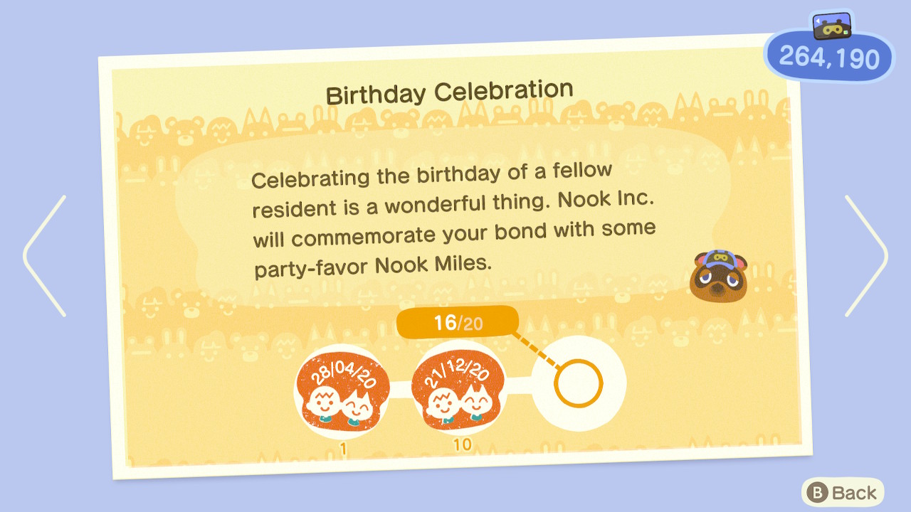 Animal Crossing New Horizons Nook Miles Birthday Celebration