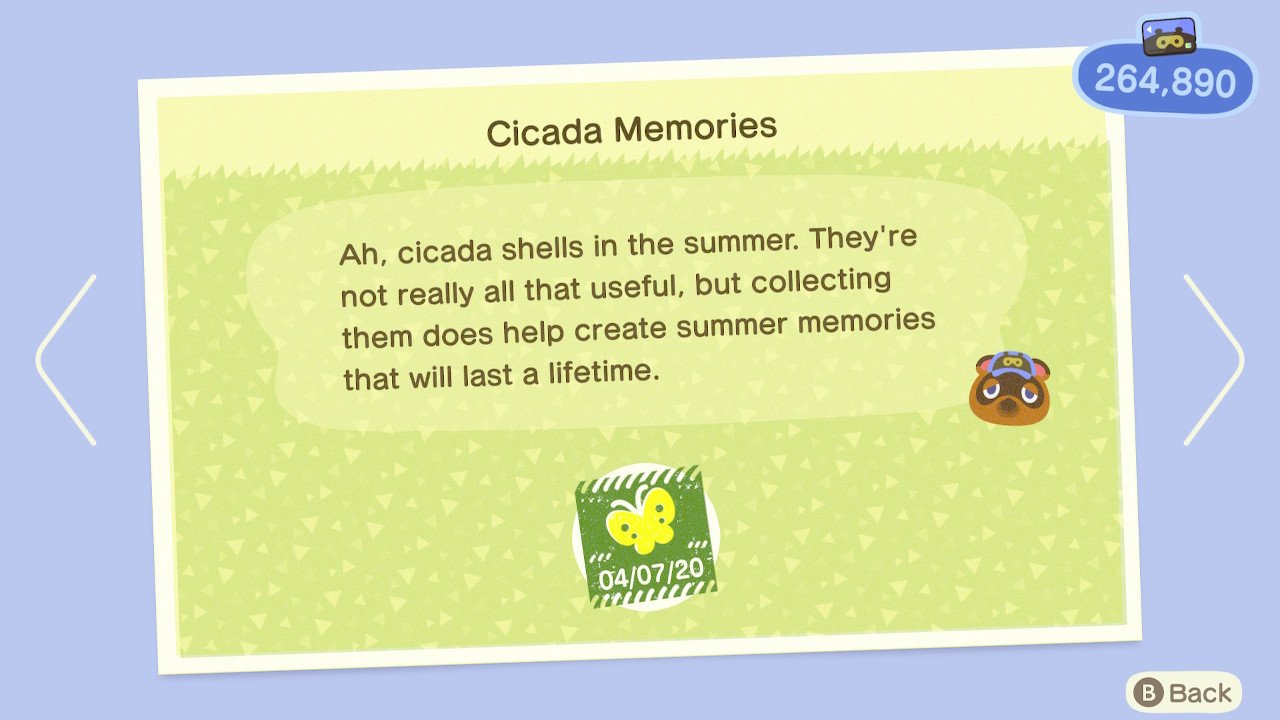 Animal Crossing New Horizons Nook Miles Cicada Memories
