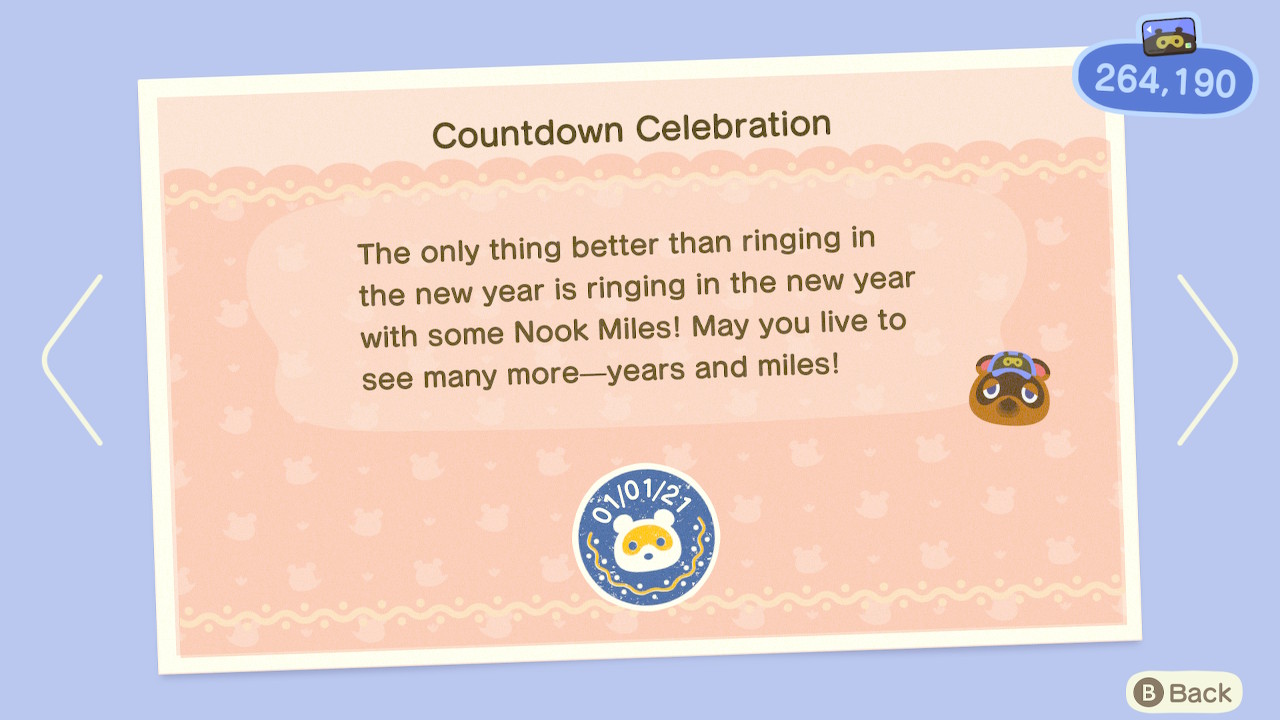 Animal Crossing New Horizons Nook Miles Countdown Celebration