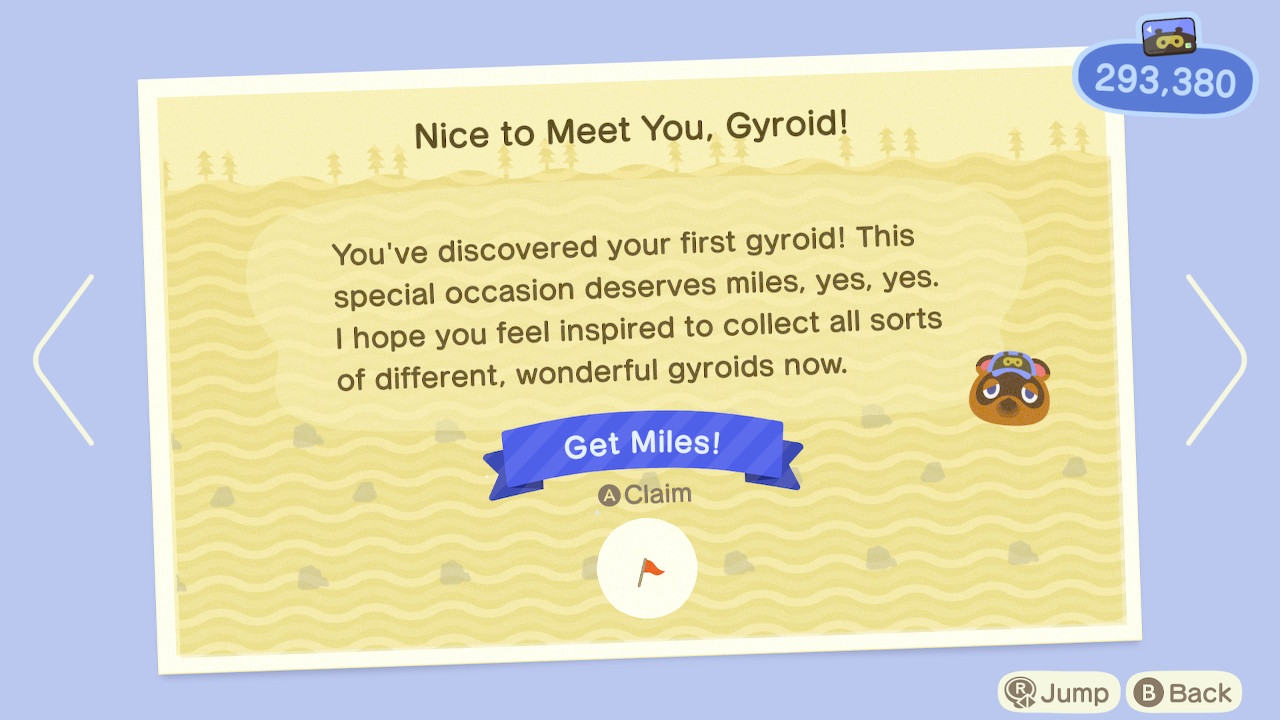 Animal Crossing New Horizons Nook Miles Nice To Meet You Gyroid
