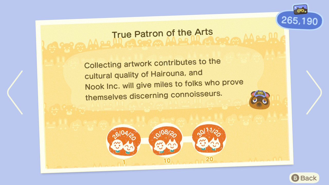 Animal Crossing New Horizons Nook Miles True Patron Of The Arts