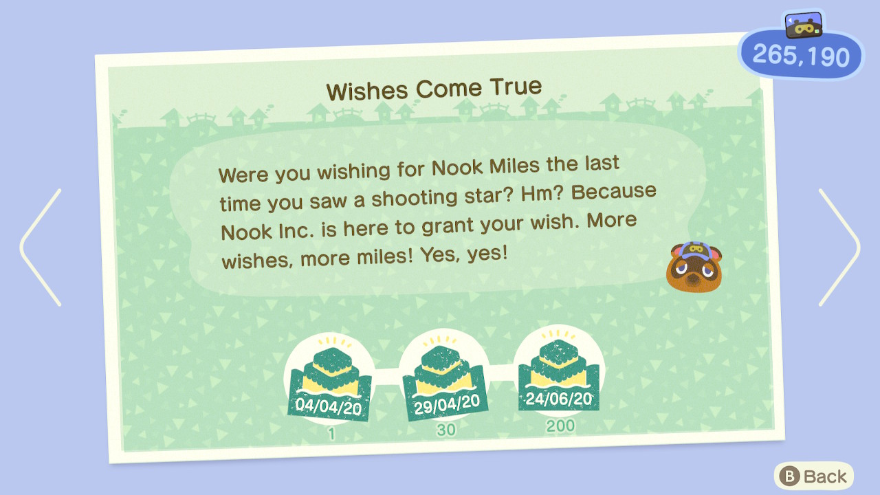 Animal Crossing New Horizons Nook Miles Wishes Come True
