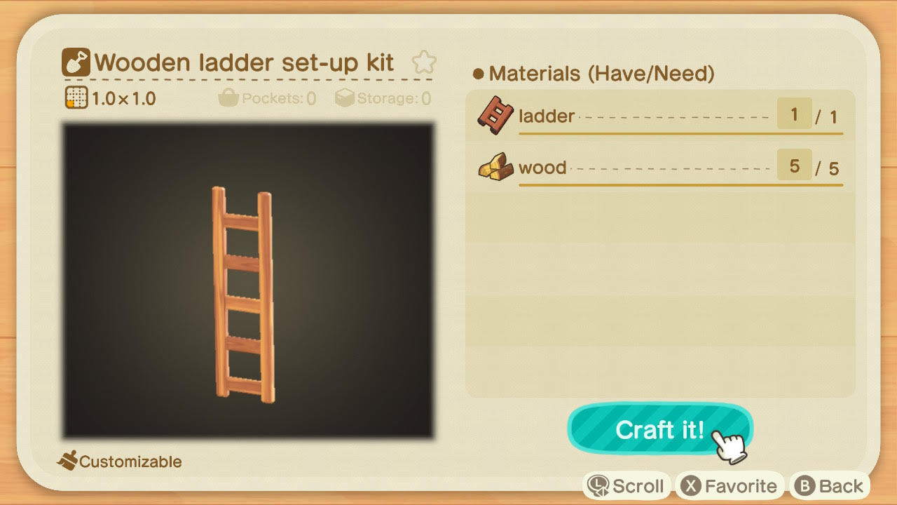 Animal Crossing New Horizons Wooden Ladder Kit