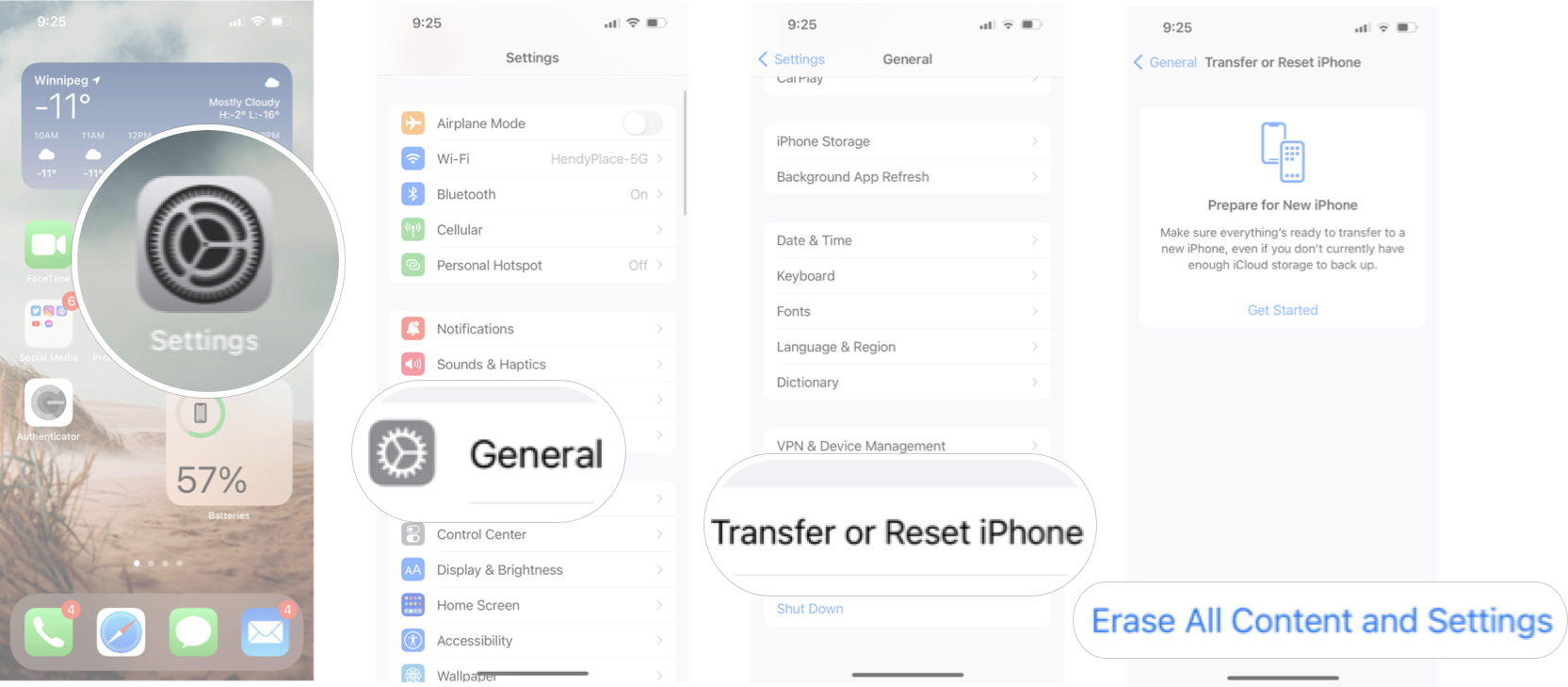 Erasing All Content And Settings in iOS 15: Launch settings, tap general, tap transfer or reset iPhone, and then tap erase all content and settings.