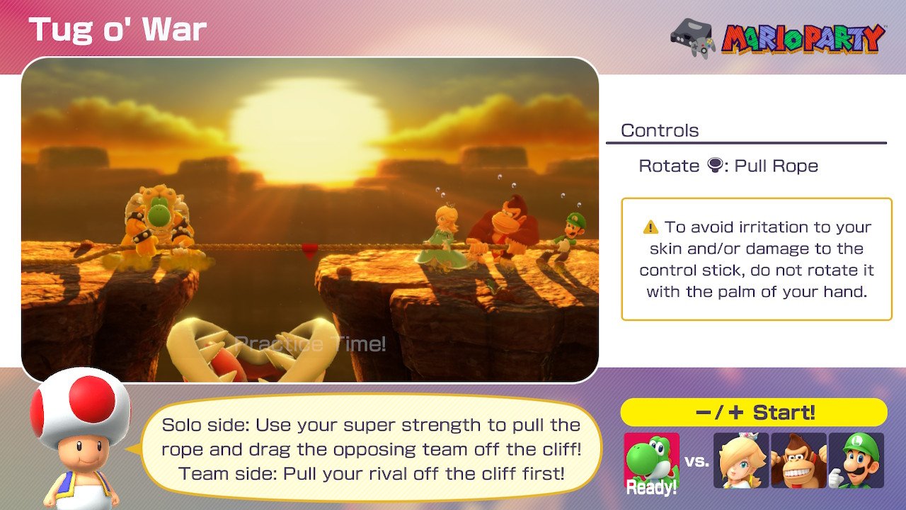 Mario Party Superstars Tug O War Warning