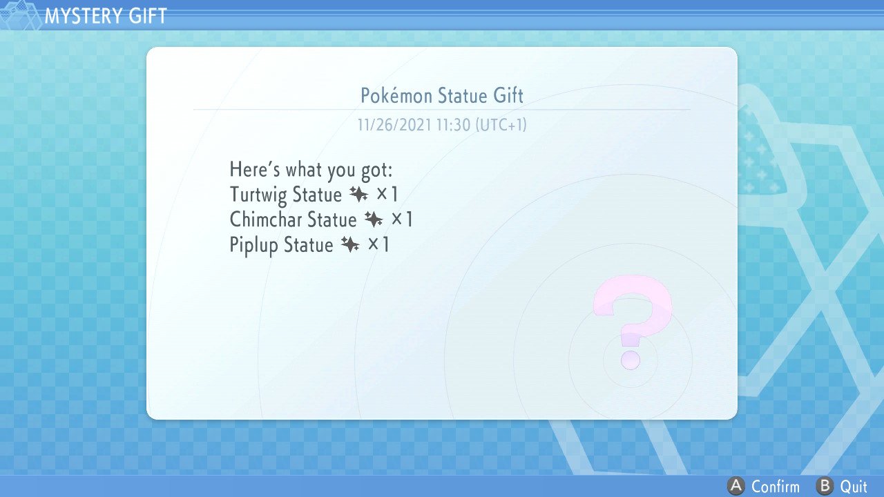 Pokemon Bdsp Mystery Gift Statues