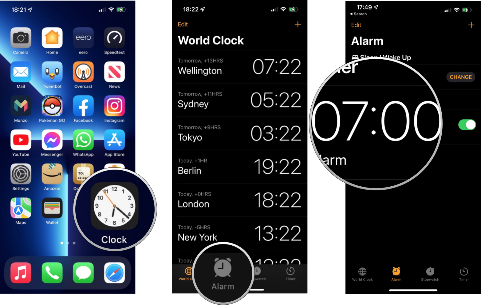 How to set a custom alarm sound by showing steps: Launch the Clock app and tap on the Alarm tab. Tap on the alarm you wish to change