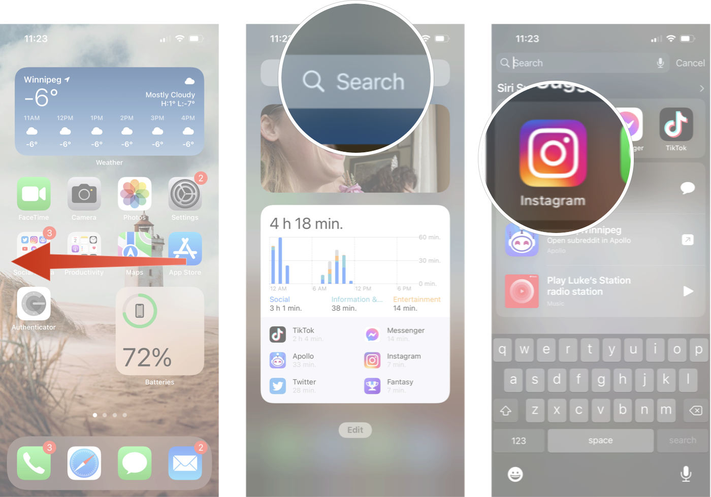 How To Use Search On Face ID: Swipe right on our Home screen, tap search, enter your search term, tap the result.