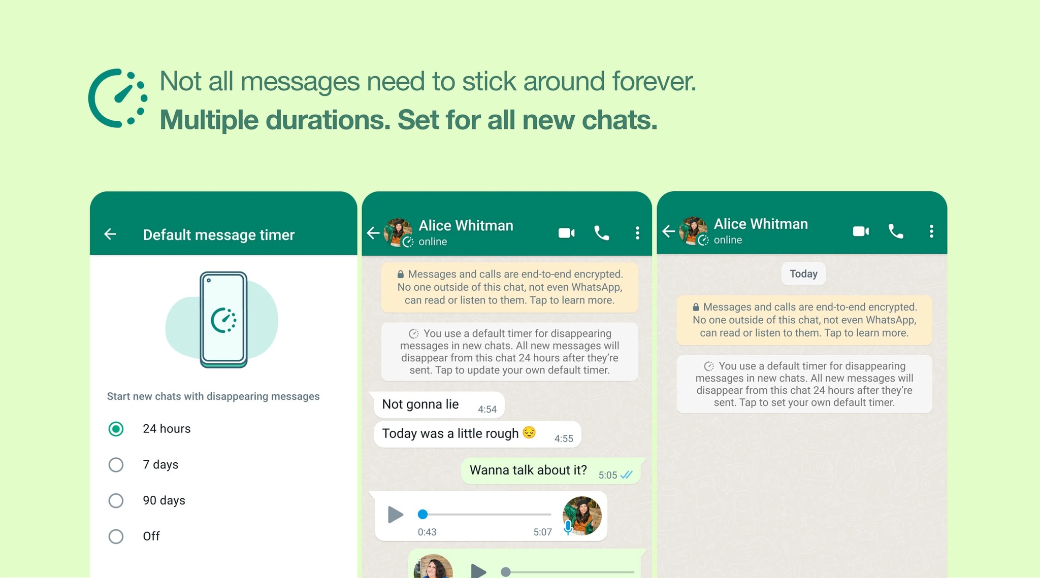 Whatsapp Disappearing Defaults