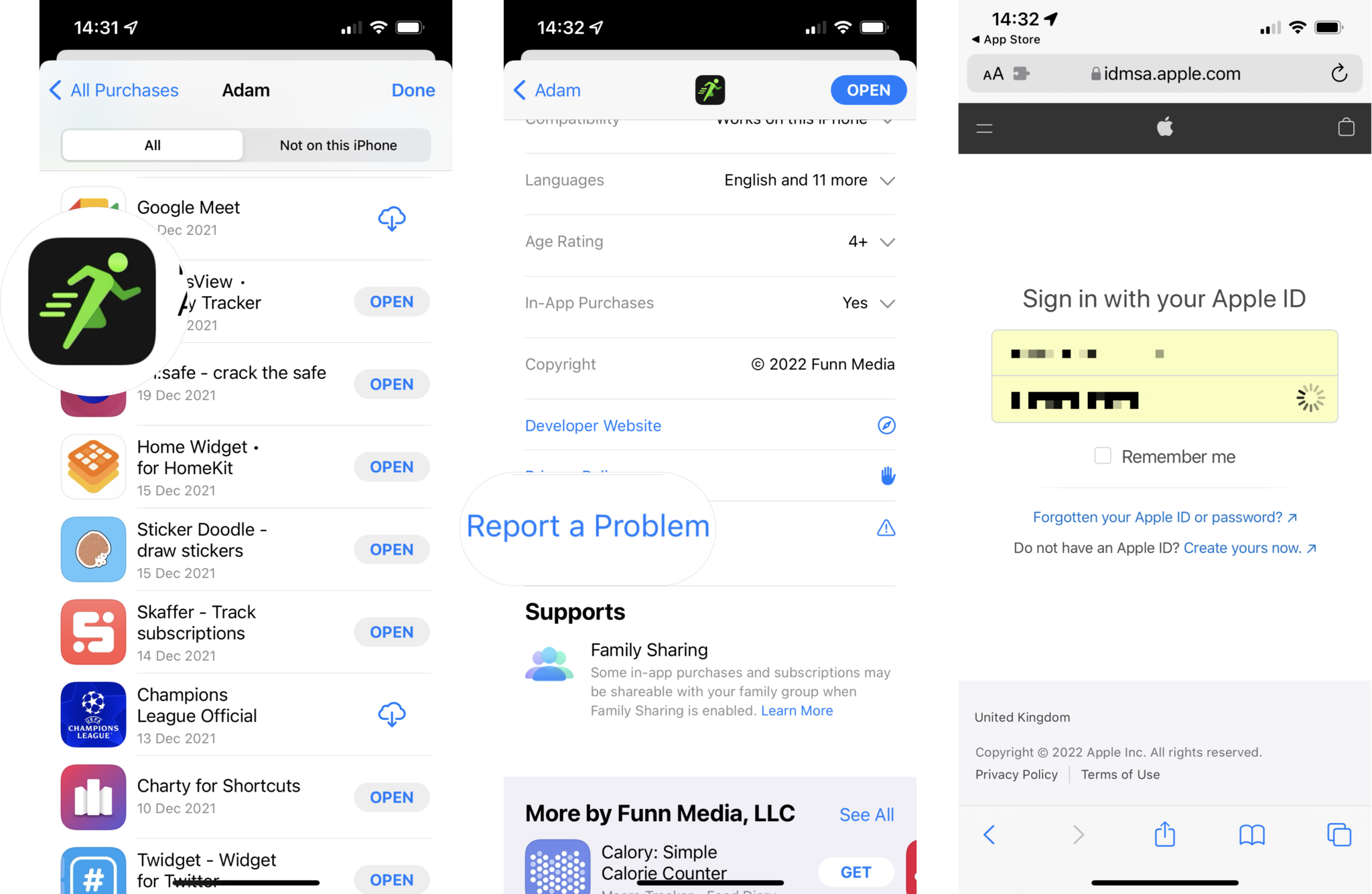 How to get an iTunes or App Store refund on iPhone or iPad: Tap on the app you want to claim a refund for, scroll its app listing and tap Report a Problem. You'll then be taken to Apple's refund site in Safari. Sign in with your Apple ID and Password.