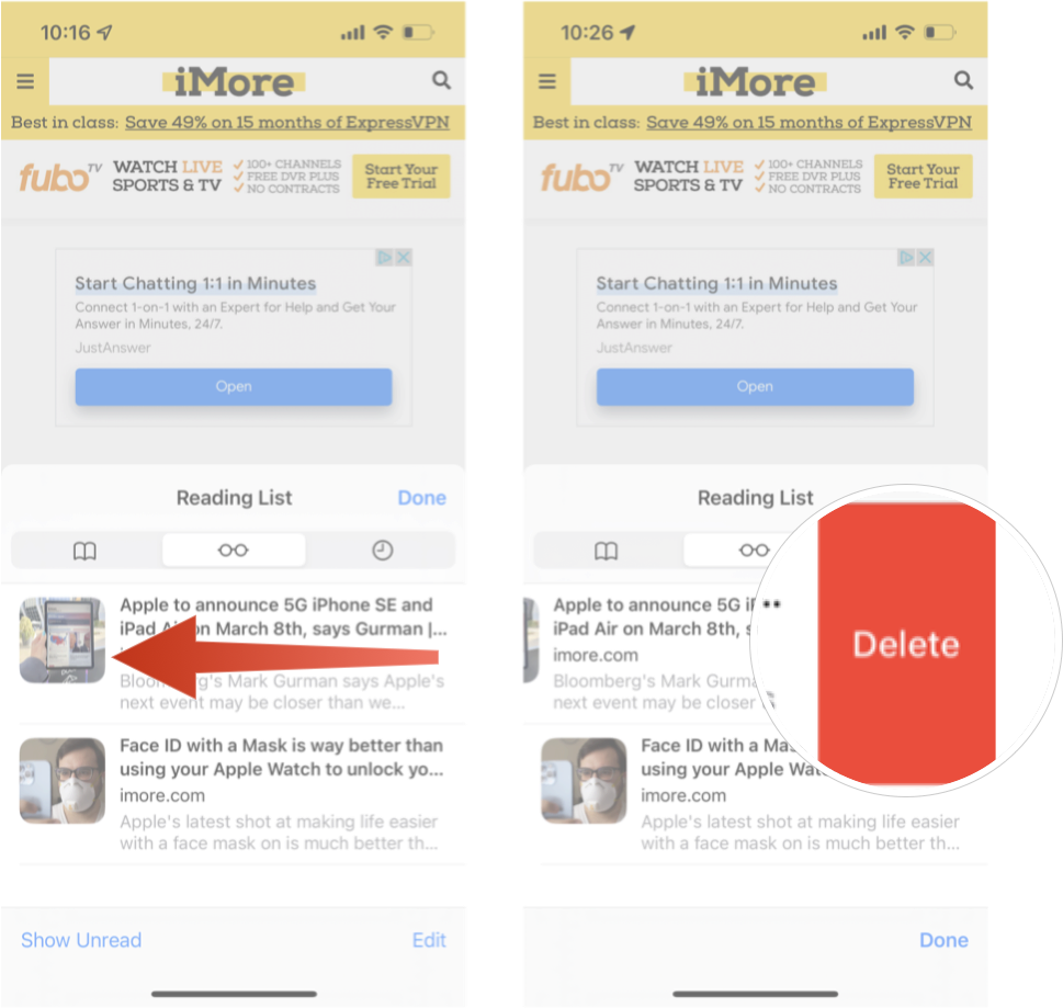 How To Delete An Article On Your Reading List In Safari on iPhone: Swipe left on the article you want to delete and then tap delete.