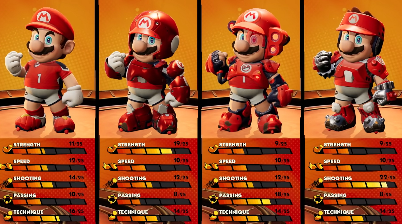 Mario Strikers Battle League Mario Stats