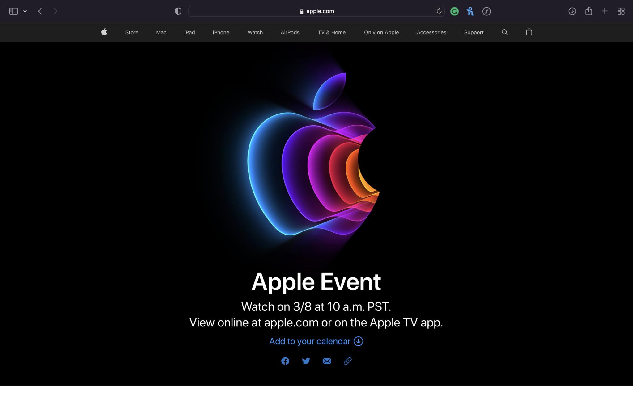 Apple Event March 2022 Events Page