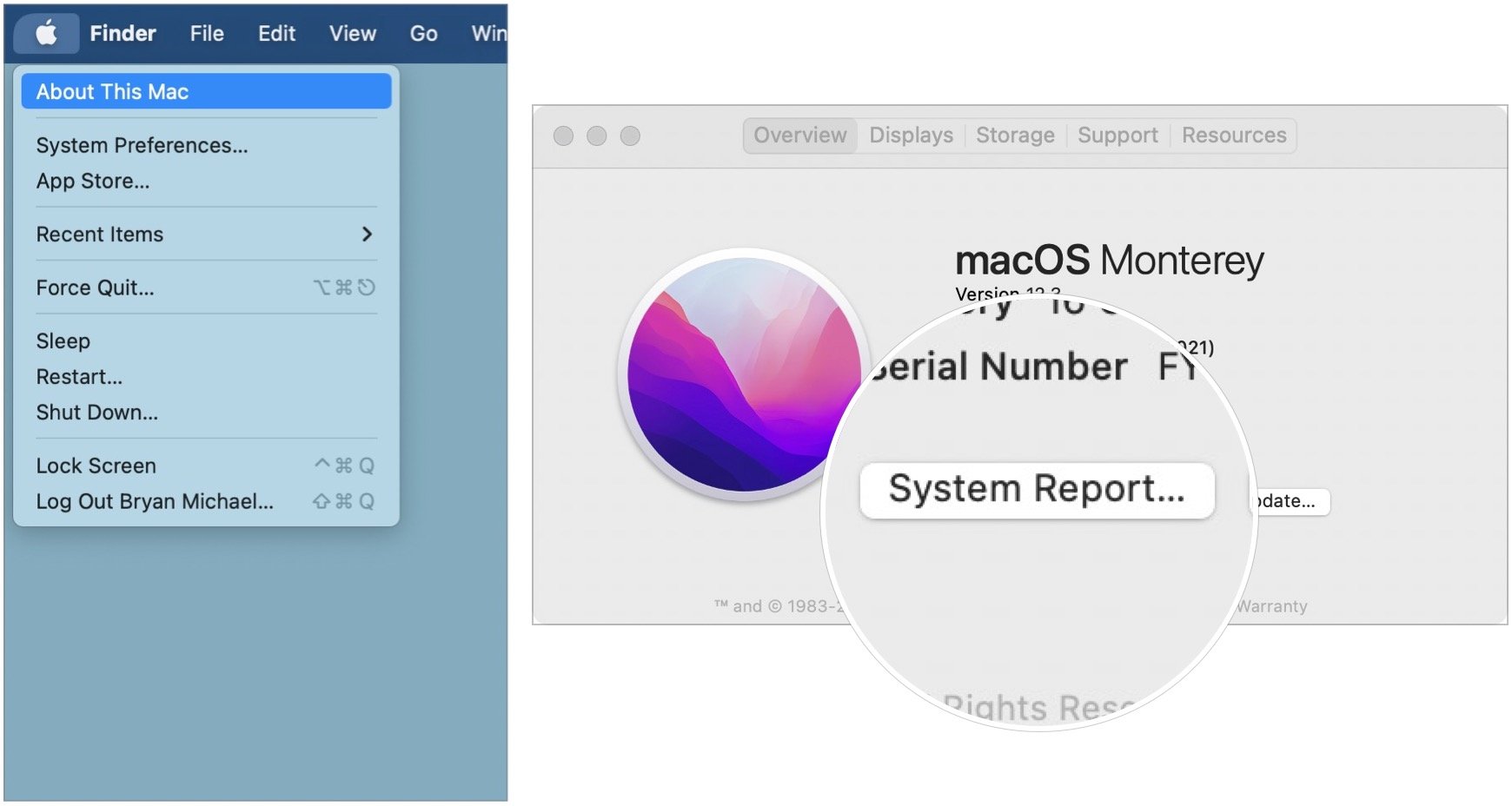 To see which version of apps your M1 Mac uses, click on the Apple icon at the top left on the menu bar. Then select About This Mac on the pull-down menu. Next, select System Report...