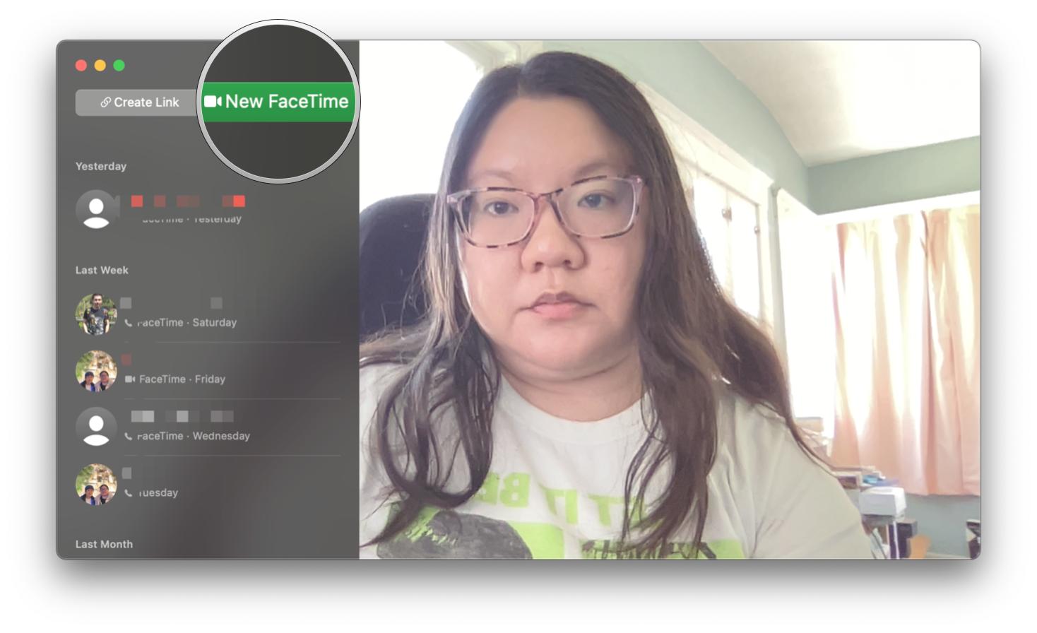 Make a FaceTime call in Monterey: Launch FaceTime, click New FaceTime