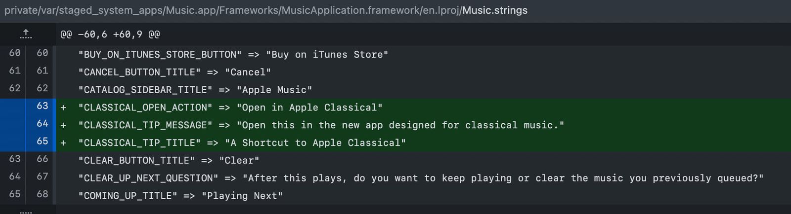 Apple Classical App Code