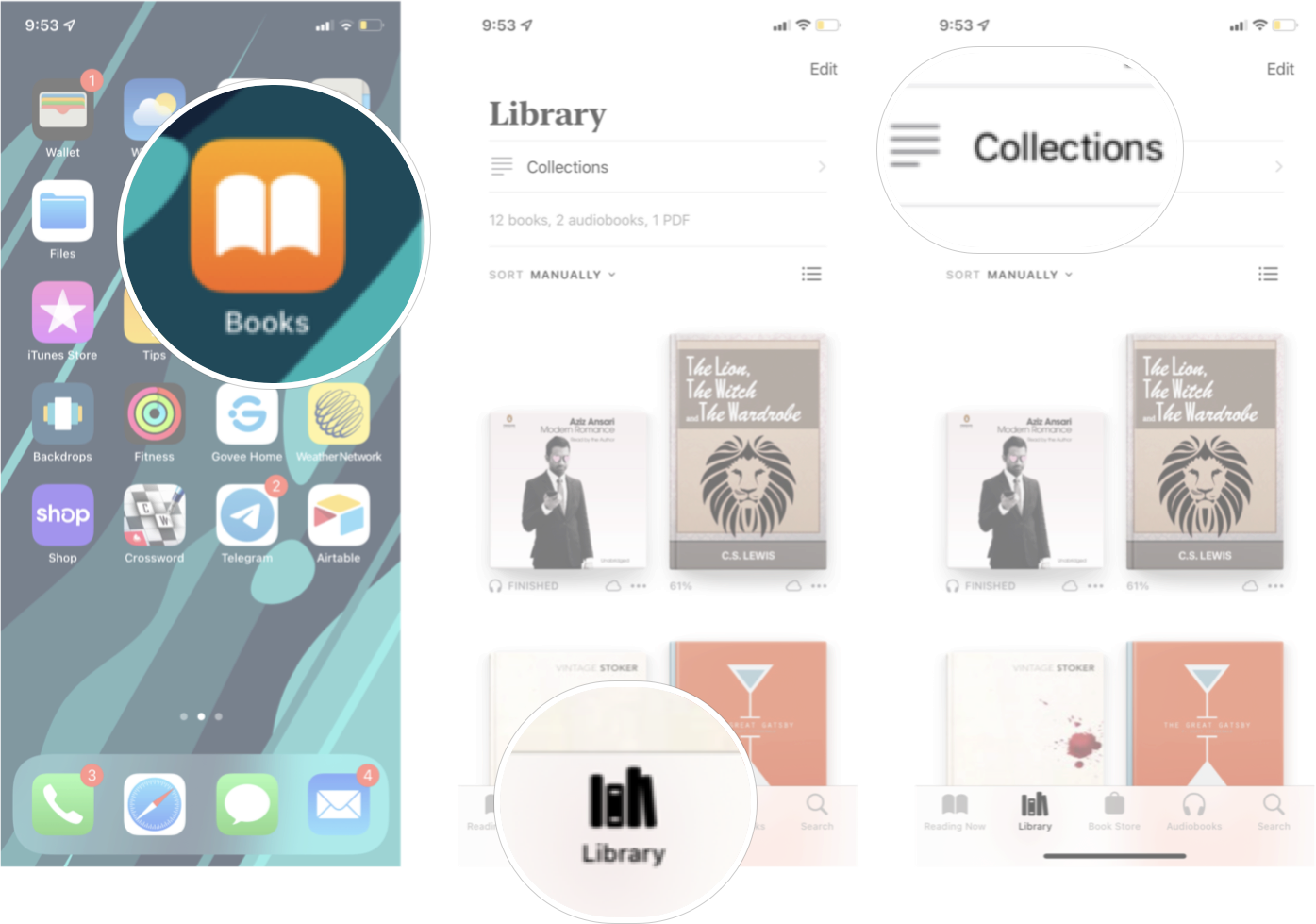 Delete Collections In Books In iOS 15: Launch the Books app, tap Library, and then tap collections.