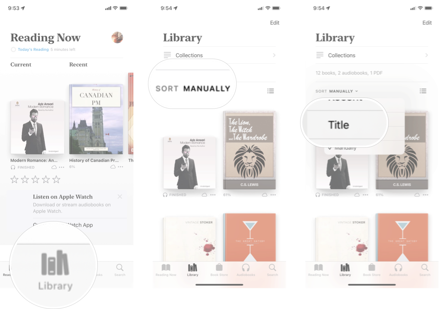 Sorting Books In Books In iOS 15: Launch Books, tap library, tap sort, and then tap your sort preference.