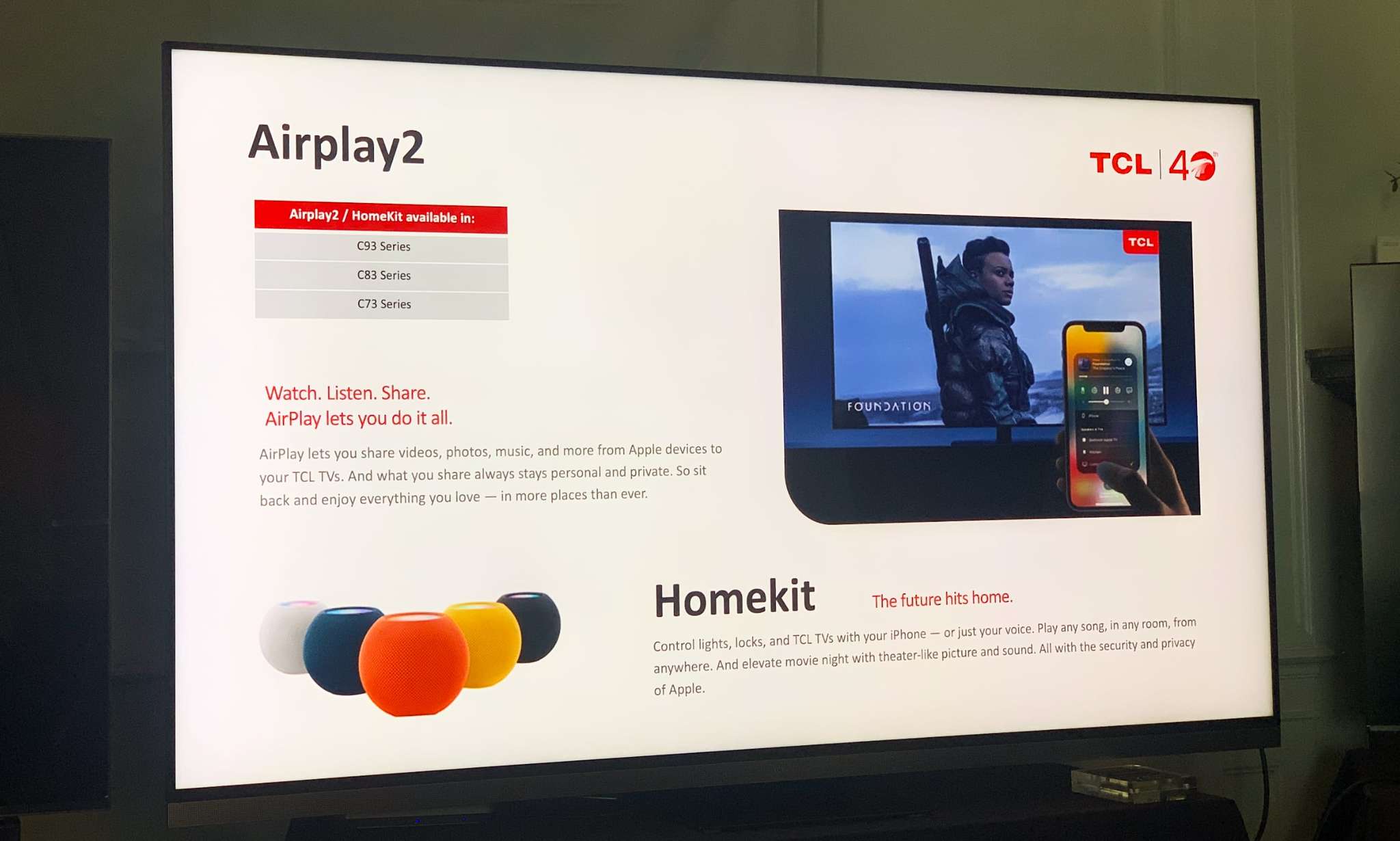Tcl Airplay and Homekit Tv