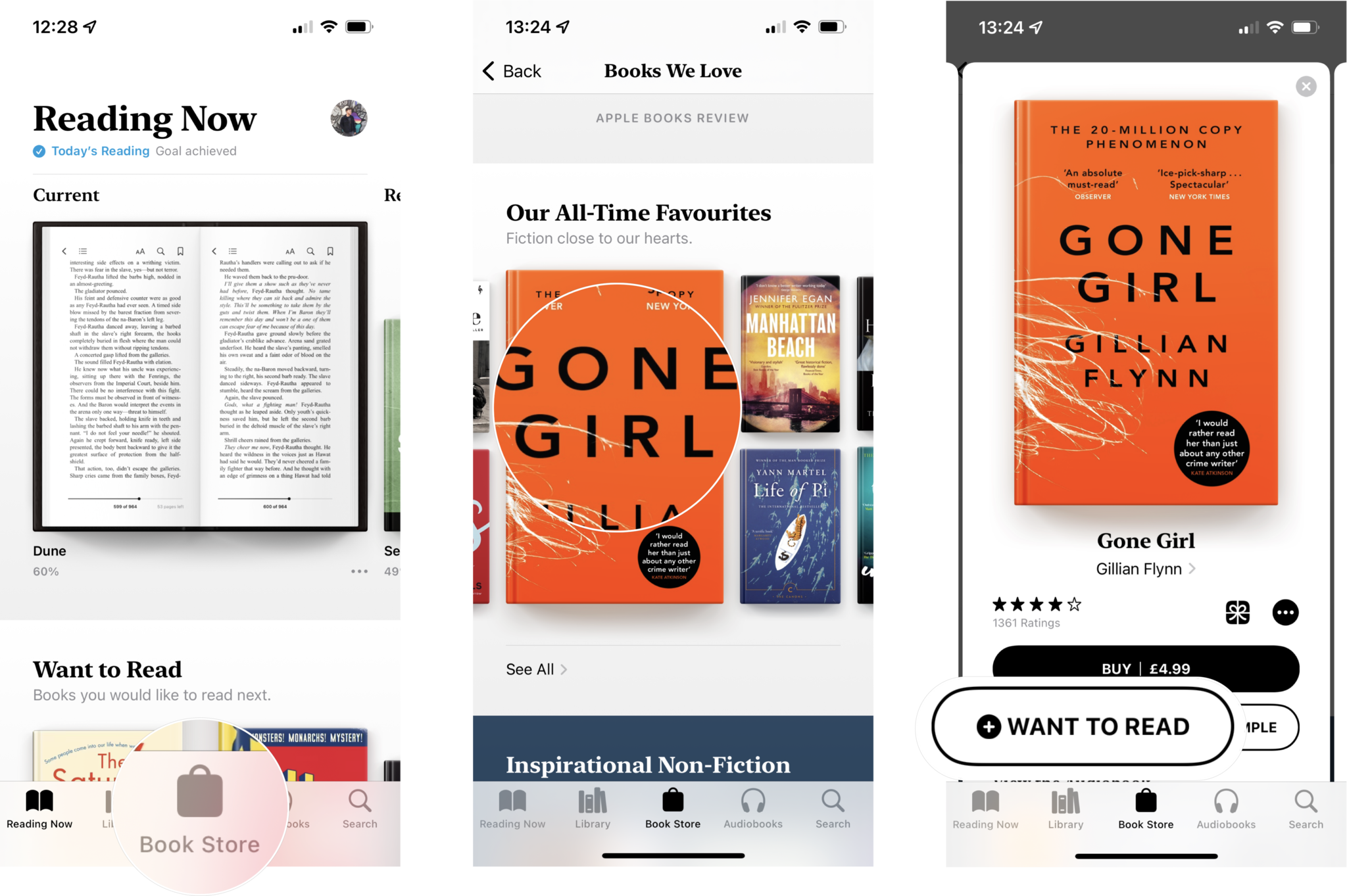 How to use the Want to Read Collection in Apple Books: Tap the Book Store tab, tap on a book, tap Want to Read