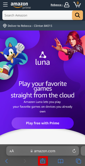 Amazon Luna App Share Icon