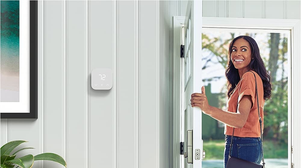 Amazon Smart Thermostat installed on a wall