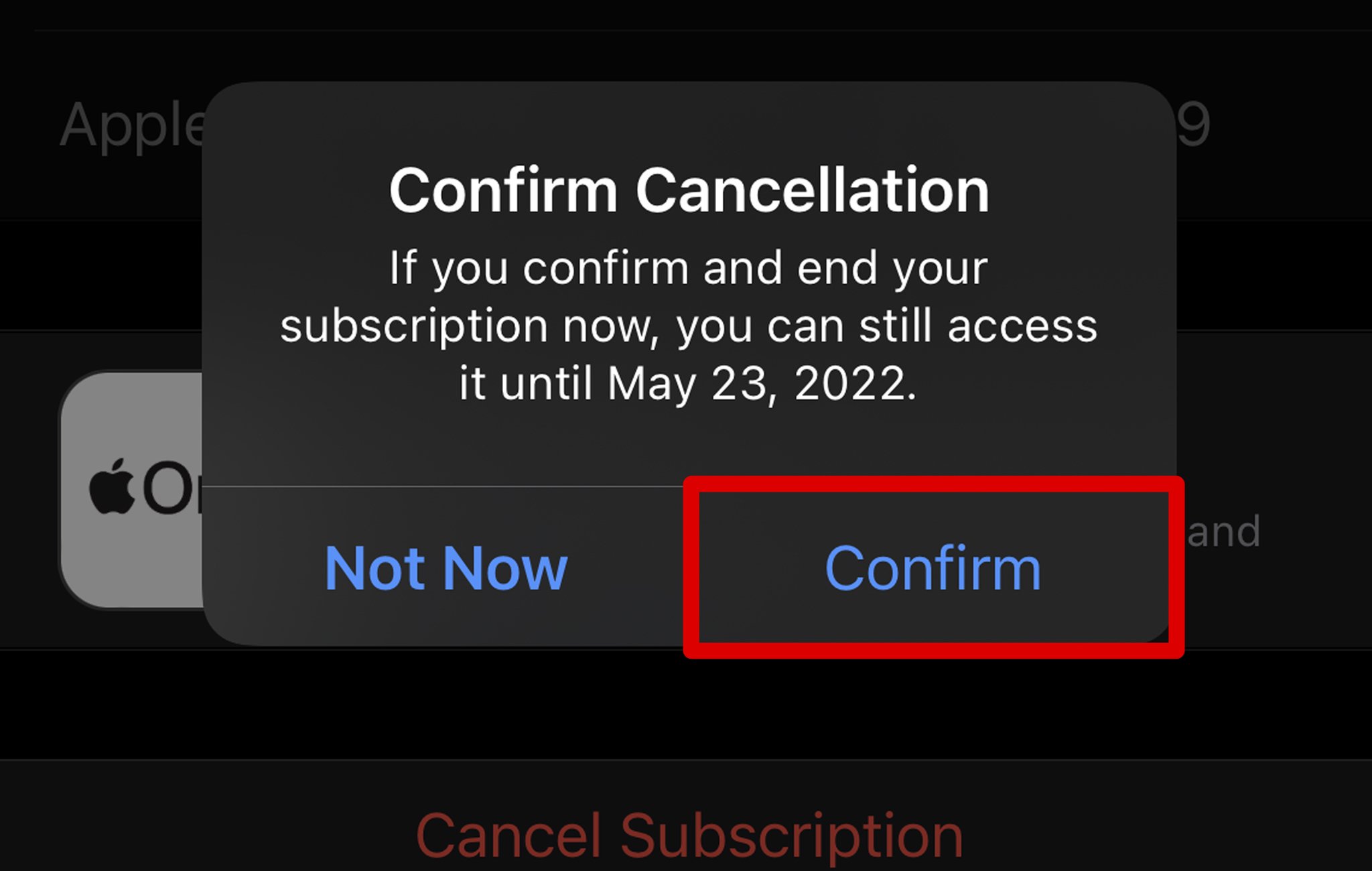 Cancel App Store Subscriptions Confirm