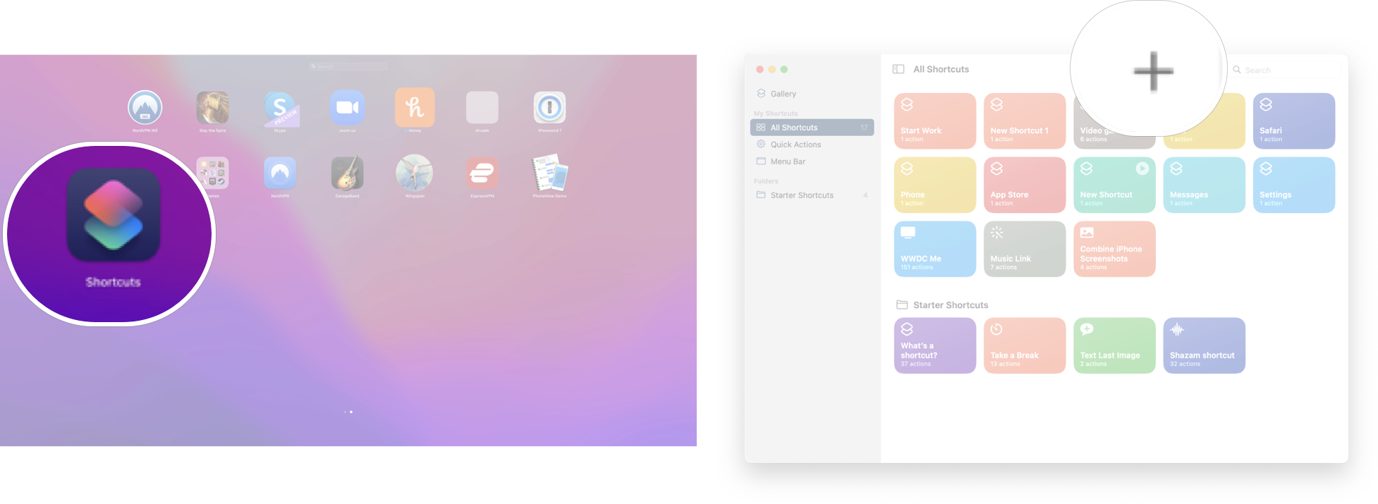 Creating New Shortcut In macOS Monterey: Launch the Shortcuts app and then click new shortcut.