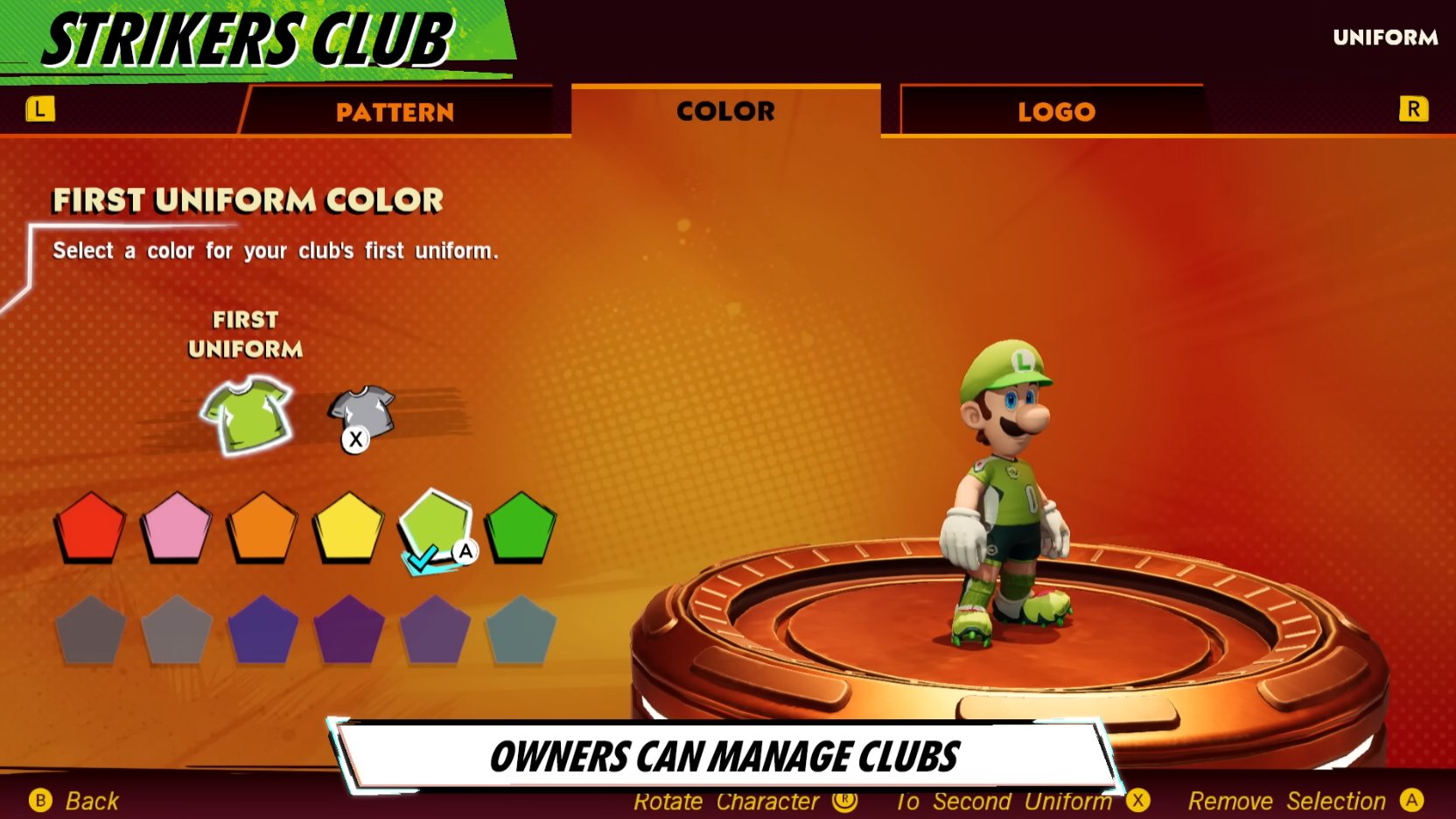 Mario Strikes Battle League Team Uniforms