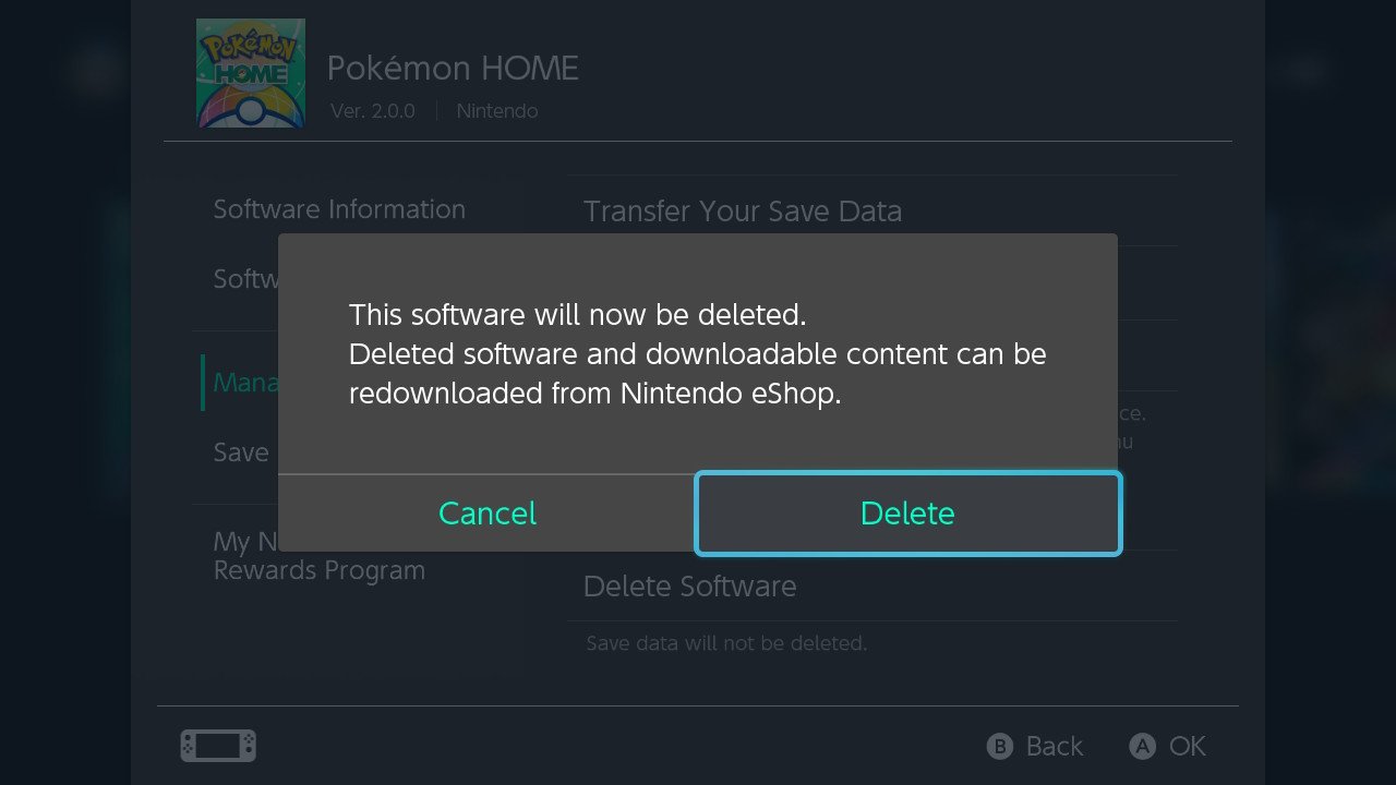 Pokemon Home Uninstall Delete