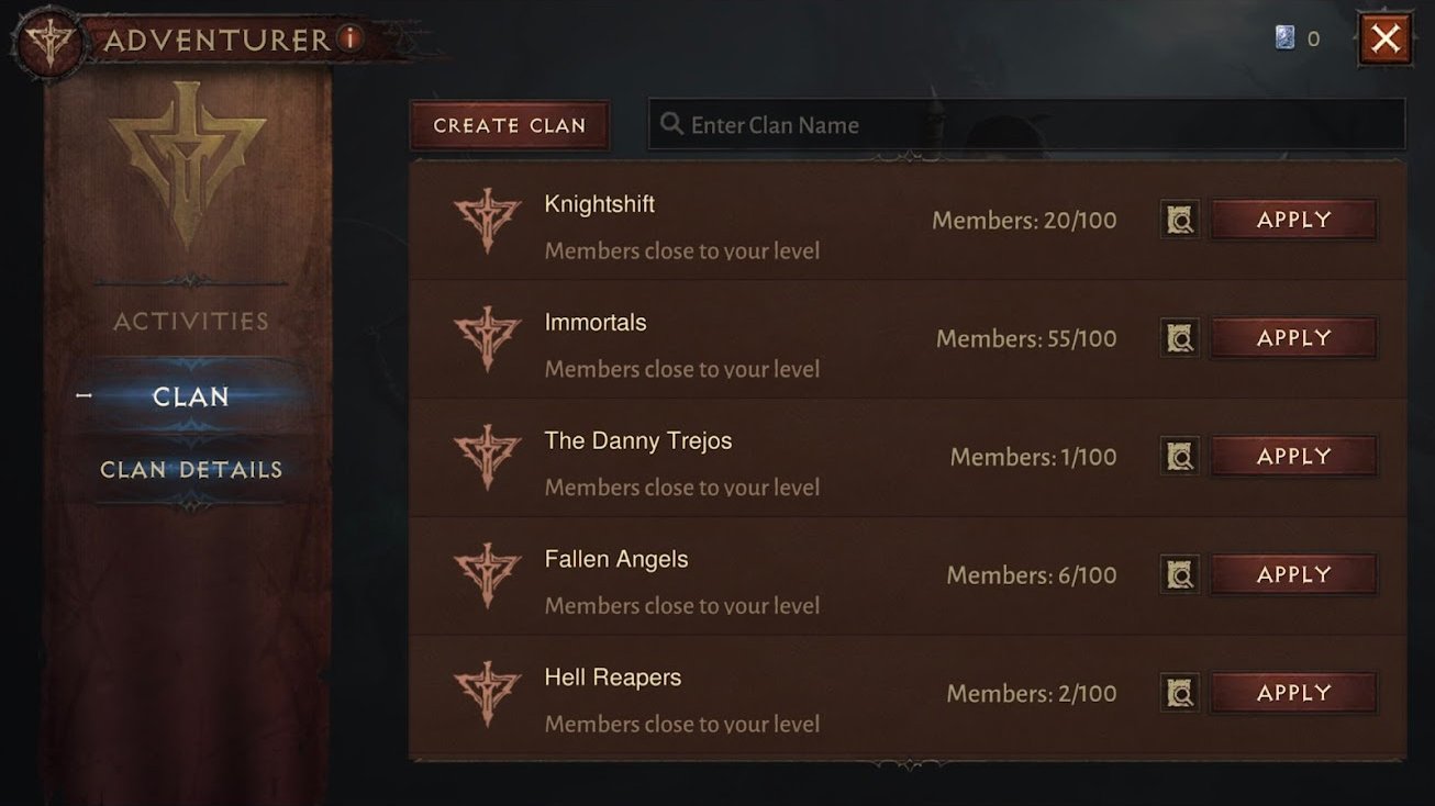 Diablo Immortal Apply To Clan