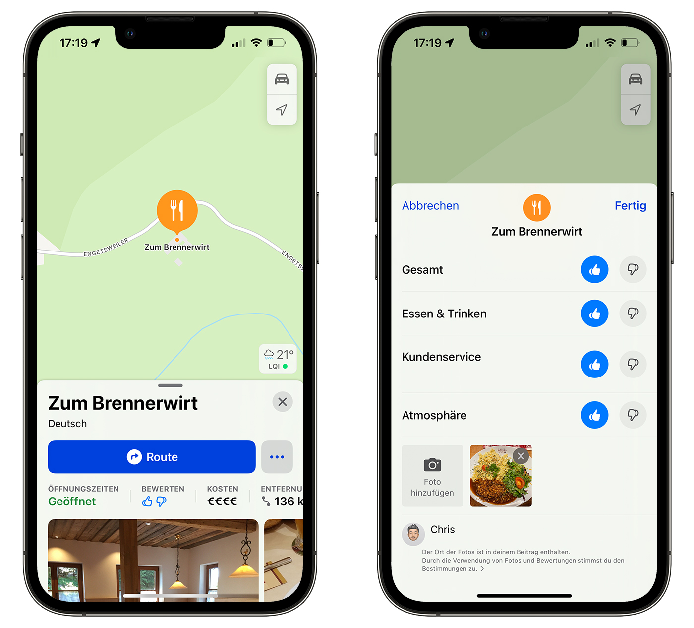 Das neue Bewertungssystem von Apple Maps ist ab sofort deutschlandweit verfügbar
